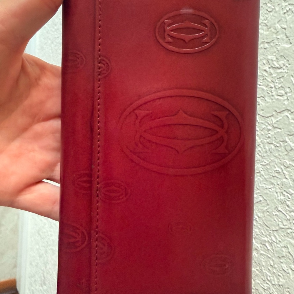 Cartier Red Leather Embossed Wallet